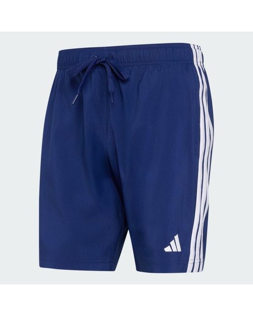 Adidas Blue 3 Stripes Swim Shorts 8 Inch for men