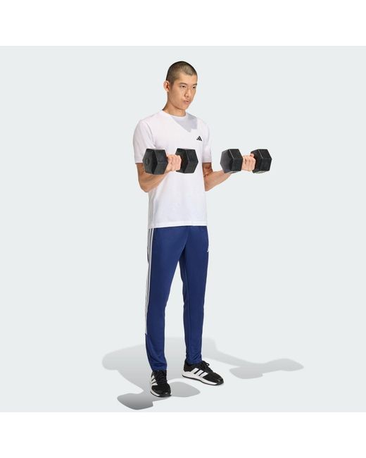 Adidas Blue Workout Essentials All-Set 3-Stripes Knit Pant for men