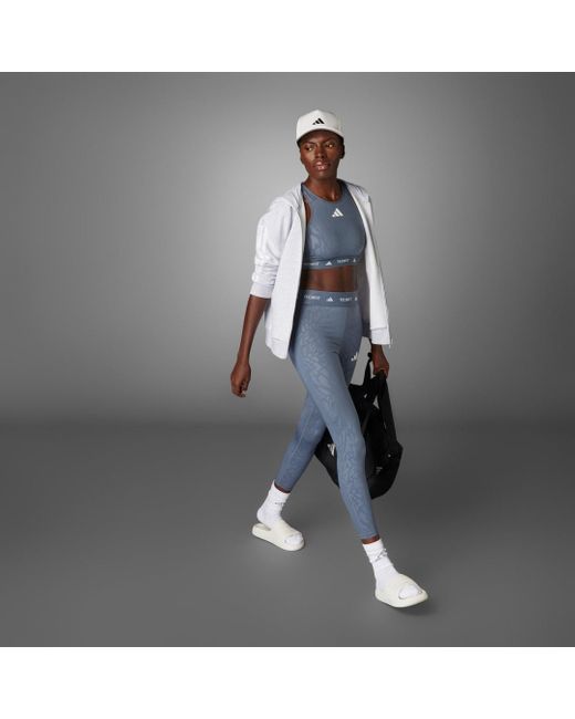 Leggings 7/8 Techfit Printed di Adidas in Gray