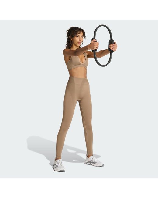 Adidas White Workout Essentials Knit Scrunch 7/8 Leggings