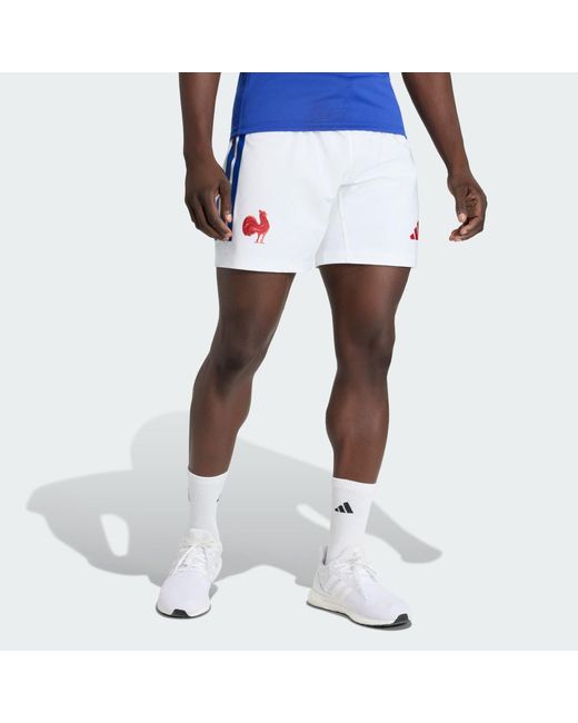 Adidas White France Rugby Replica Playing Short for men