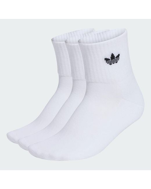 Adidas White Mid Ankle Sock 3 Pair Pack