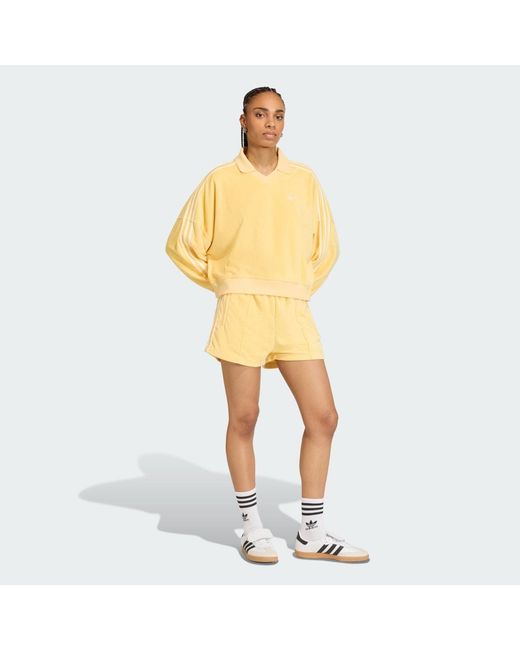 Adidas Yellow Terry Towel V Neck Long Sleeves Polo Shirt