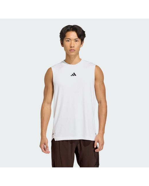Adidas White D4T Primelift 3 Stripes Tank Top for men