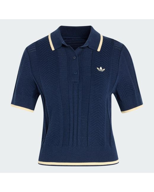 Adidas Blue Cable Knit Cali Tee Polo