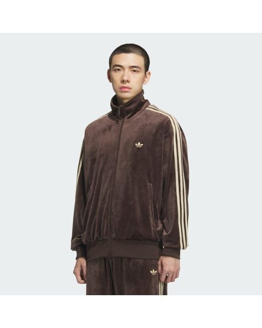 adidas Fb Tt Velour Track Top in Brown | Lyst UK