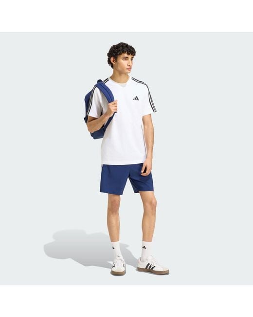 Adidas Blue Essentials 3-Stripes Chelsea Lite Woven Shorts for men