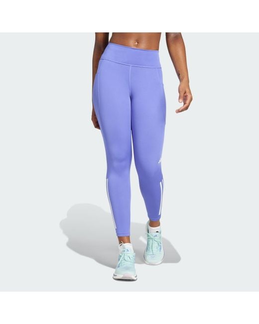 Adidas Purple Dailyrun 3-Stripes 7/8 Leggings