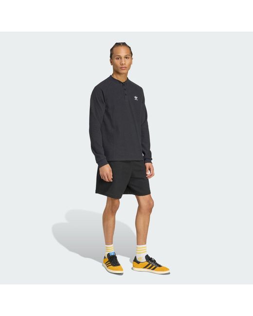 Adidas Black Trefoil Essentials Long-Sleeve Top for men