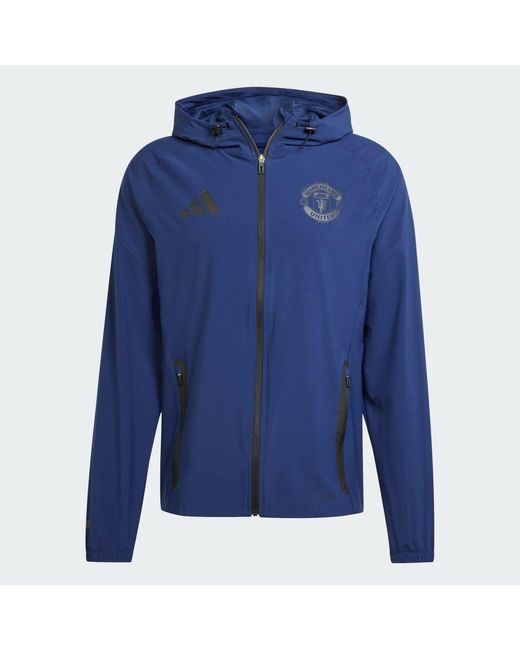 Adidas Blue Manchester United Tiro 25 Competition Vis Tech Travel Jacket for men