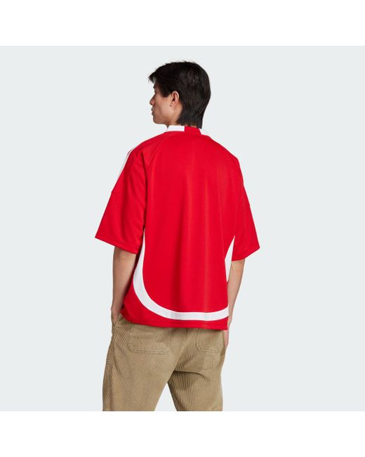 Adidas Red Adilenium Oversized Short Sleeve Jersey for men