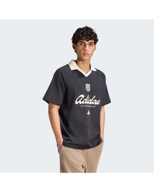 Adidas Black Lux Tiro Script Graphic Polo T-Shirt for men