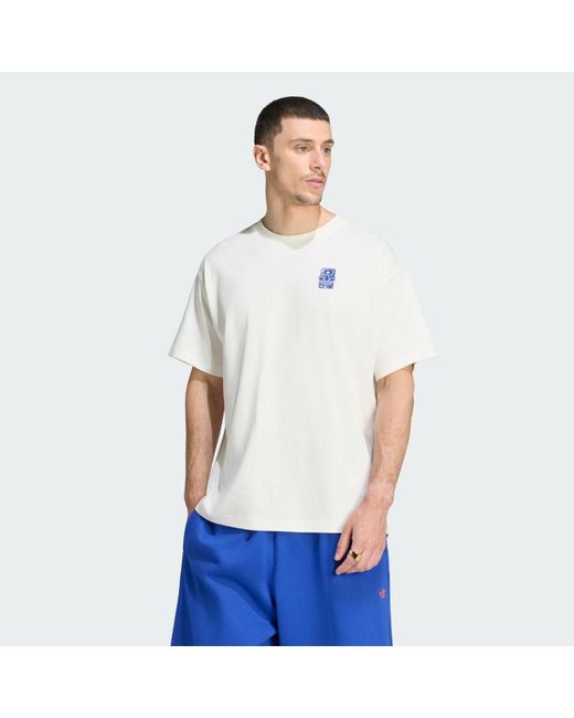 Adidas White Lofi Music Graphicoversized Tee for men