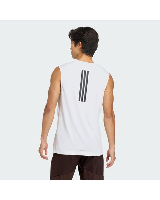 Adidas White D4T Primelift 3 Stripes Tank Top for men