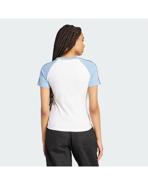 Adidas White Adicolor 3-Stripes Raglan Slim Tee