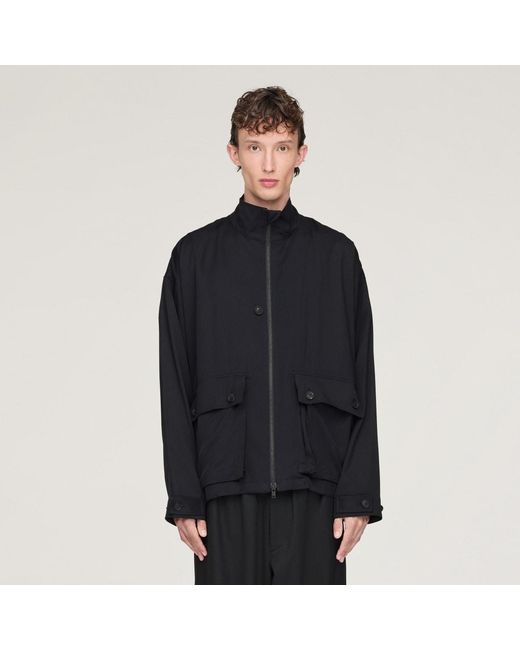 Adidas Black Y-3 Rayon Twill Zip Top for men