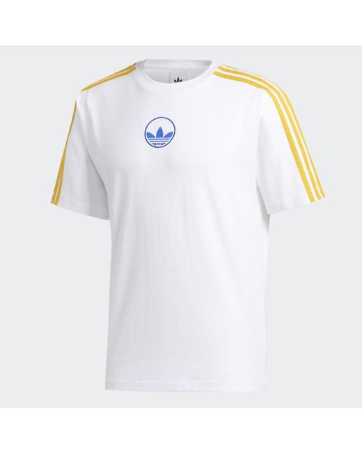 Adidas 3-stripes Circle Trefoil T-shirt in het White voor heren