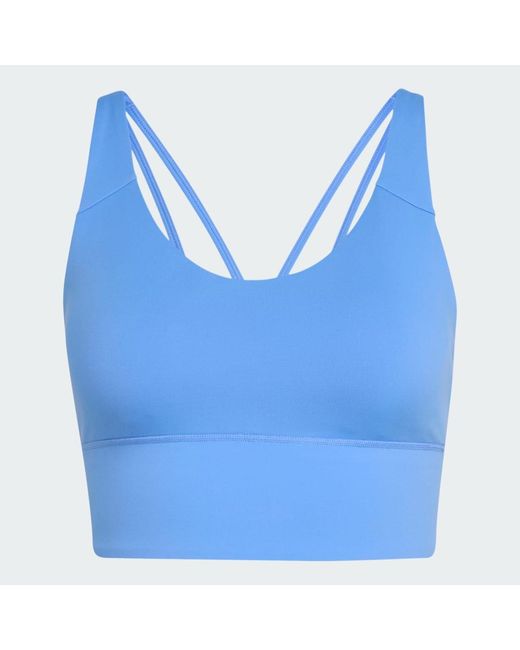 Adidas Blue 3 Stripes Studio All Me Light Support Bra