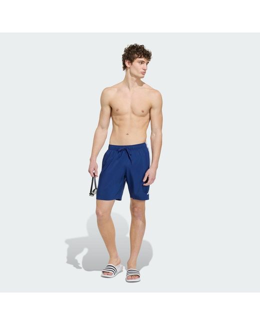 Adidas Blue 3 Stripes Swim Shorts 8 Inch for men