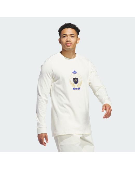Adidas White Go-to Crest Graphic Long Sleeve T-shirt for men