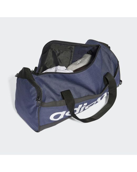 Adidas Blue Essentials Linear Duffel Bag Extra Small