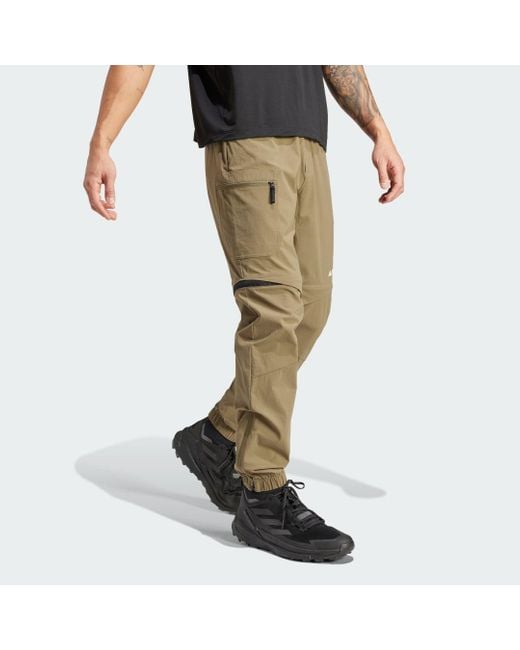 Adidas Brown Terrex Utilitas Hiking Zip-Off Tracksuit Bottoms for men