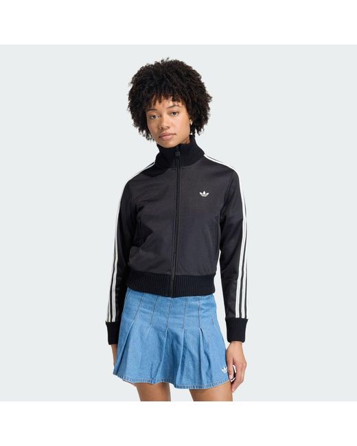 Adidas Blue Firebird Track Top With Knitted Crochet Details