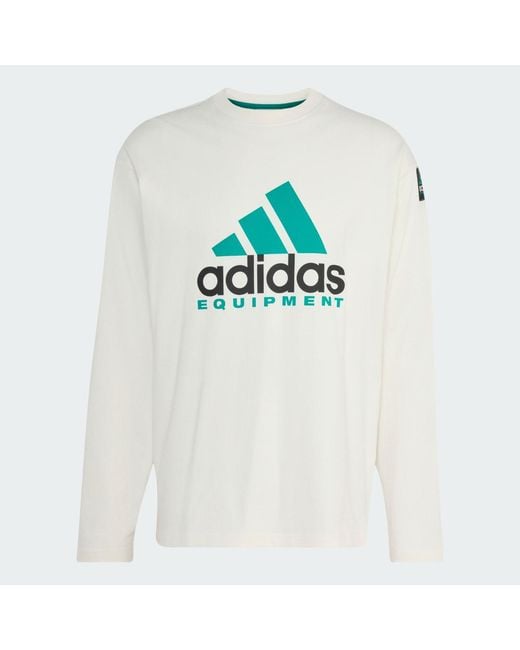 Adidas White Equipment Essentials Long Sleeve T-Shirt for men