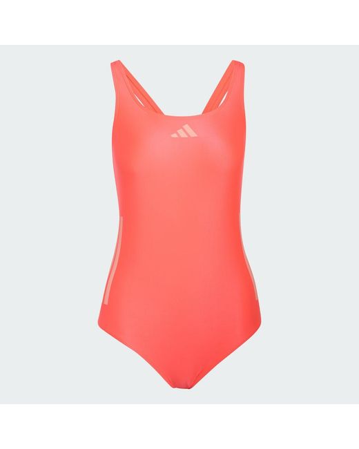 Adidas Red 3-Stripes C-Back Swimsuit