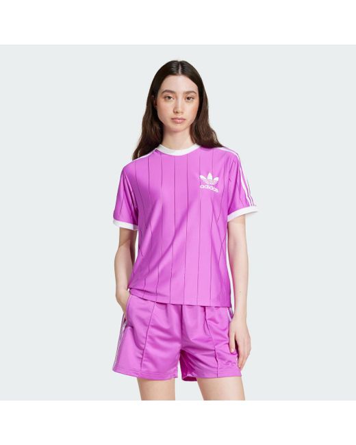 Adidas Purple Adicolor 3-Stripes Pinstripe T-Shirt