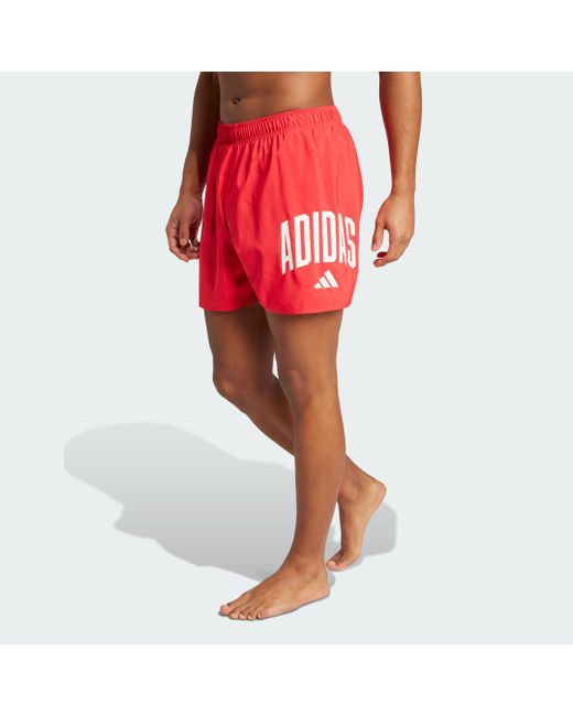 Short Da Bagno Logo 5 Inch di Adidas in Red da Uomo