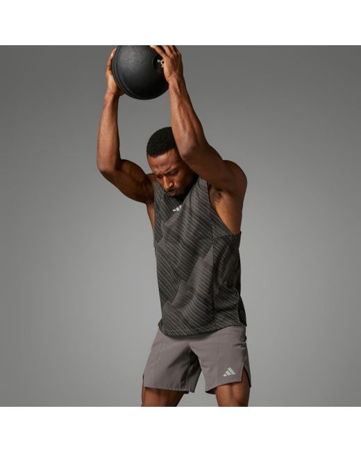 Adidas Designed For Training Hiit Workout Heat.rdy Print Tank Top in het Gray voor heren