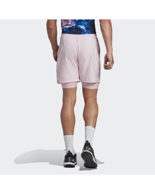 Adidas Pink Tennis Us Series 2-in-1 Shorts for men
