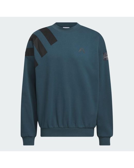 Adidas Blue Ae Foundation Crew Sweatshirt for men