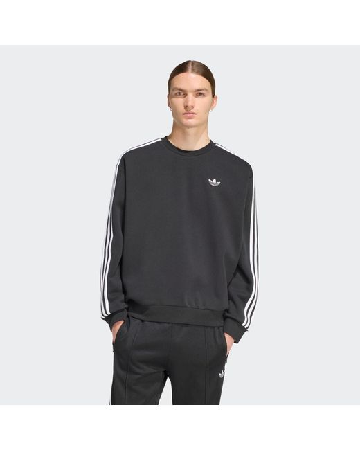 Adidas Black Adicolor 3-Stripes Oversized Crewneck for men