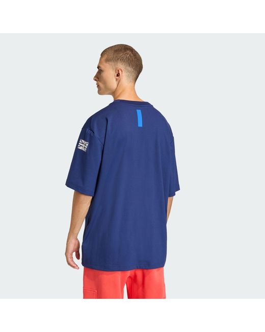 Adidas Blue Team Gb Loose Fit T-Shirt for men