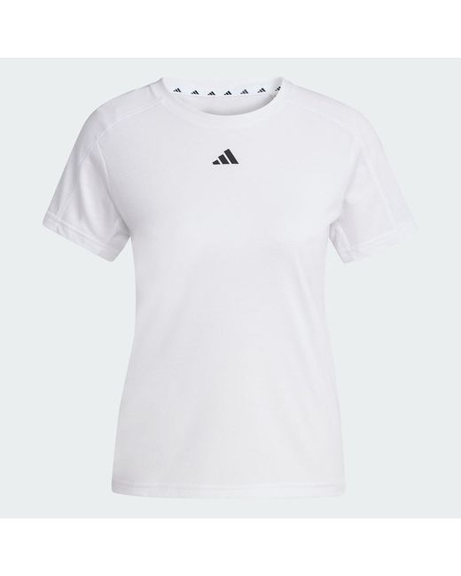Adidas White Aeroready Train Essentials Minimal Branding Crewneck T-shirt