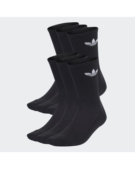 Adidas Black Trefoil Cushion Crew Socks 6 Pairs