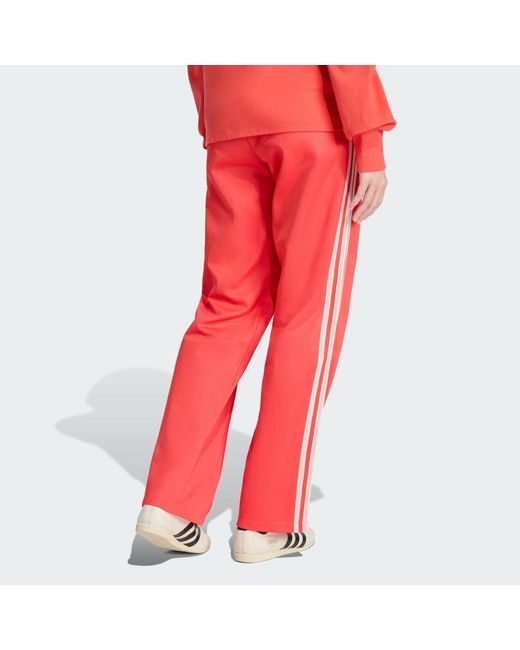 Adidas Red Firebird Track Pants With Knitted Crochet Details