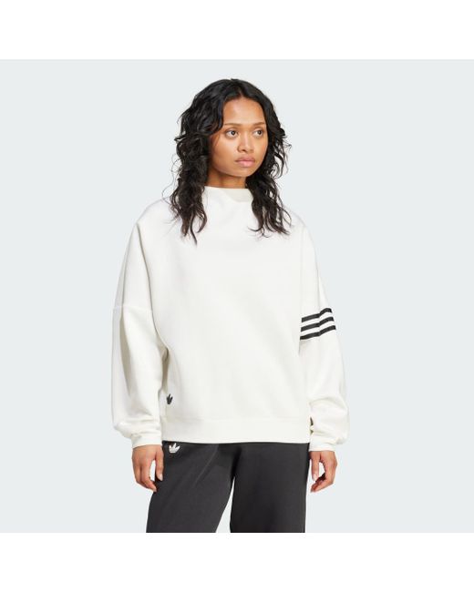 Adidas Originals White Neuclassics Oversized Mock Neck Sweatshirt