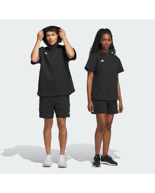 Adidas Black Dugout Short Sleeve Hoodie (Gender Neutral)