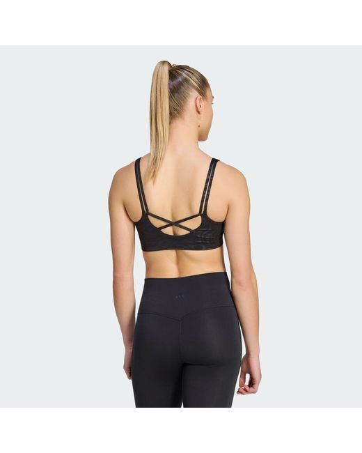 Adidas Black All Me Essentials Graphic Light Support Bra