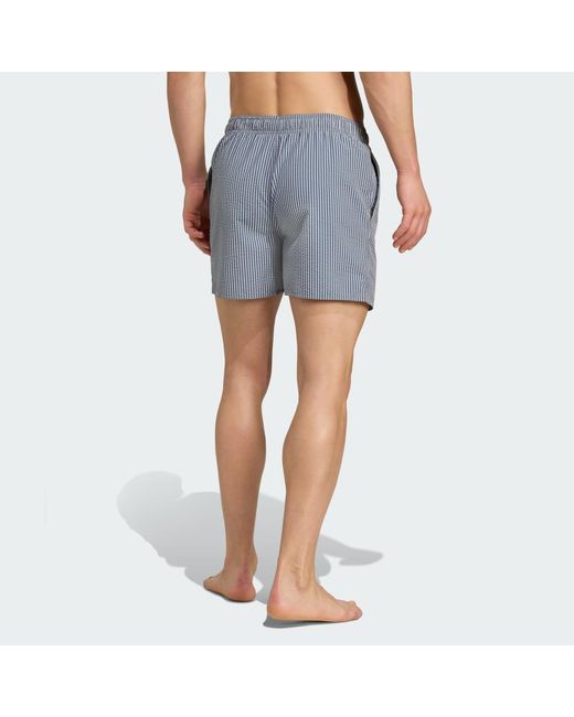 Adidas Blue Seersucker Stripy Swim Shorts 5-Inch for men