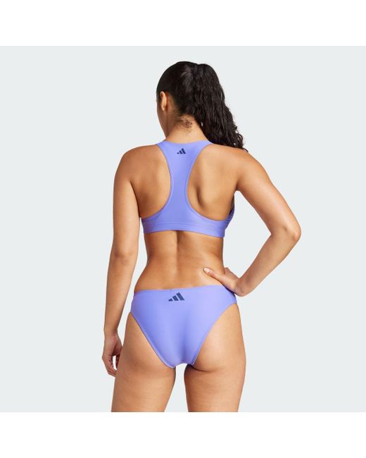 Adidas Originals Blue Big Bars Y-Back Bikini Top