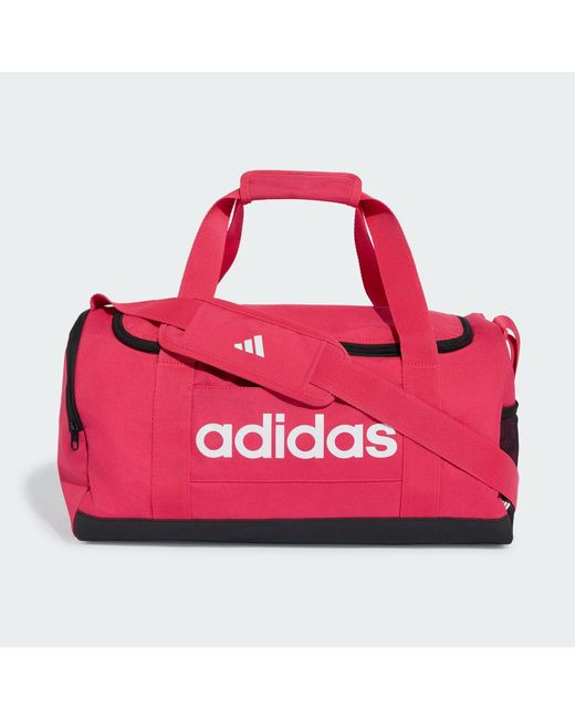 Adidas Red Linear Duffel Bag Small