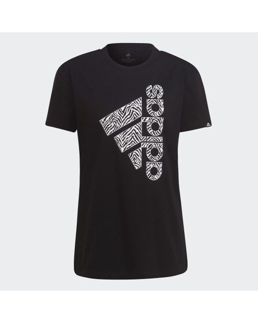 Adidas Black Zebra Logo Graphic T-Shirt