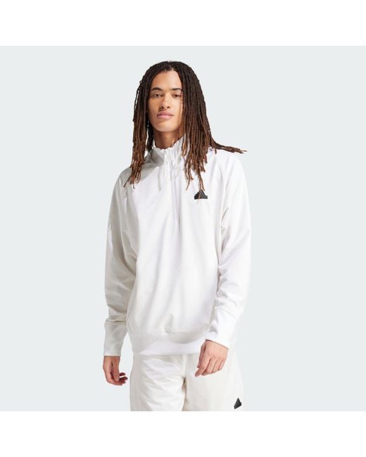 Z.N.E. Woven Quarter-Zip Sweatshirt di Adidas in White da Uomo