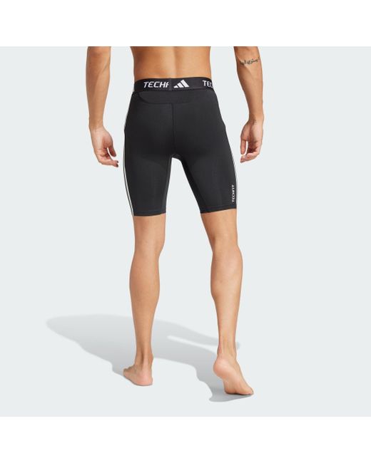 Adidas Blue Techfit Compression Training 3-Stripes Short Tights for men