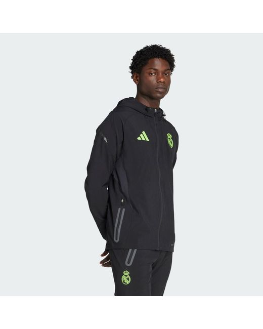 Adidas Black Real Madrid Tiro 25 Pro Vis Tech Travel Jacket for men