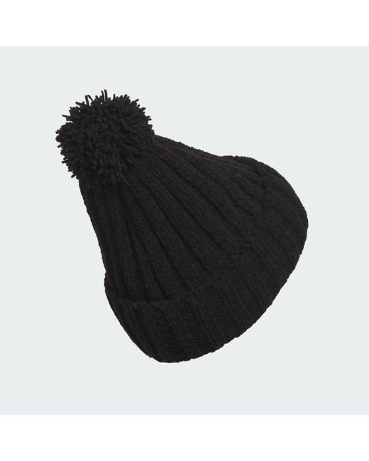 Adidas Black Chenille Cable-knit Pom Beanie